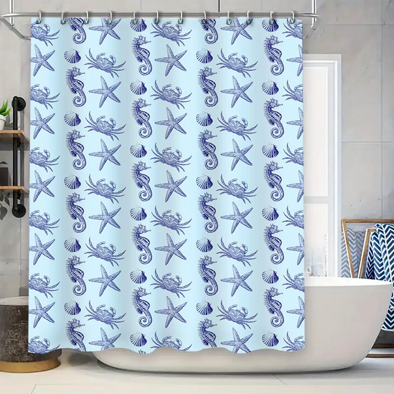 

Blue Floral Shower Curtain Modern Design With Sunburst Patterns For Bathroom Decorations Quick Dry Fabric Made From Waterproof P W60H190(CM)-1 Pcs