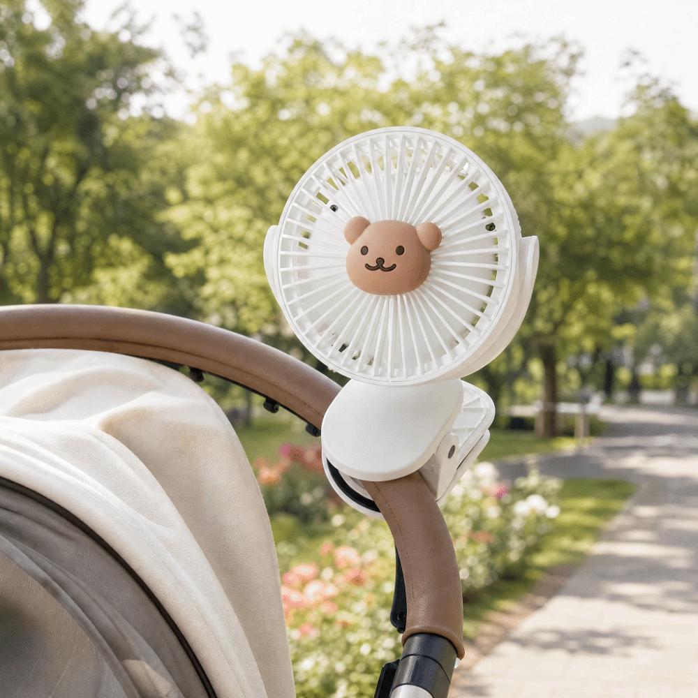 Bear Cart Stroller Fan 3 Speeds Clip On Electric Fan Portable Outdoor Fan for 3.7V1200mAh Baby