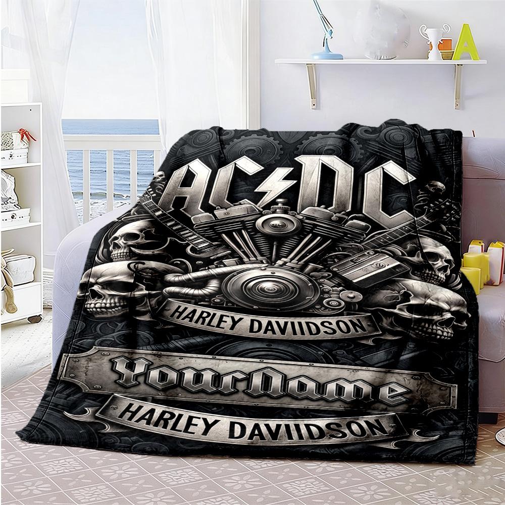 Harley-davidson Motorcycles Customize Text Blanket Lightweight Personalized Blanket Soft Warm Cozy Perfect for Office Chair Bedding Couch Chair