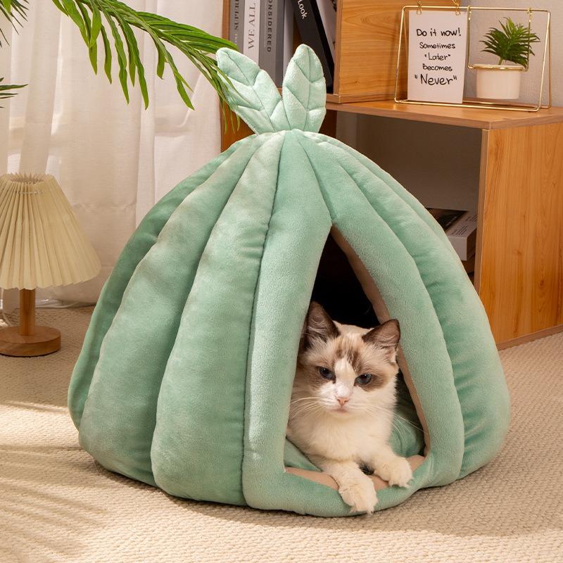 Four Seasons Universal Warm Semi-closed Pumpkin Warm Cat Nest Removable and Washable Plush Pet Nest