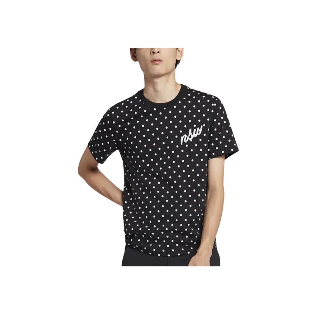 Nike T-shirt Casual a Manica Corta Girocollo a Pois da Uomo Top Nero AJ3709-010