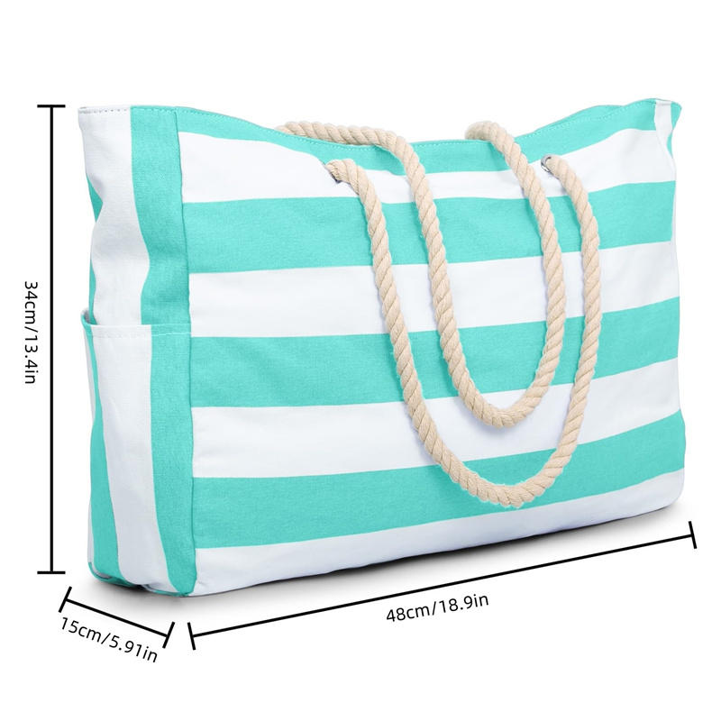 1PC Beach Bags For Women Large Canvas Beach Tote Bag Zipper Beach Bags Sandproof Swim Pool Bag Large Tote