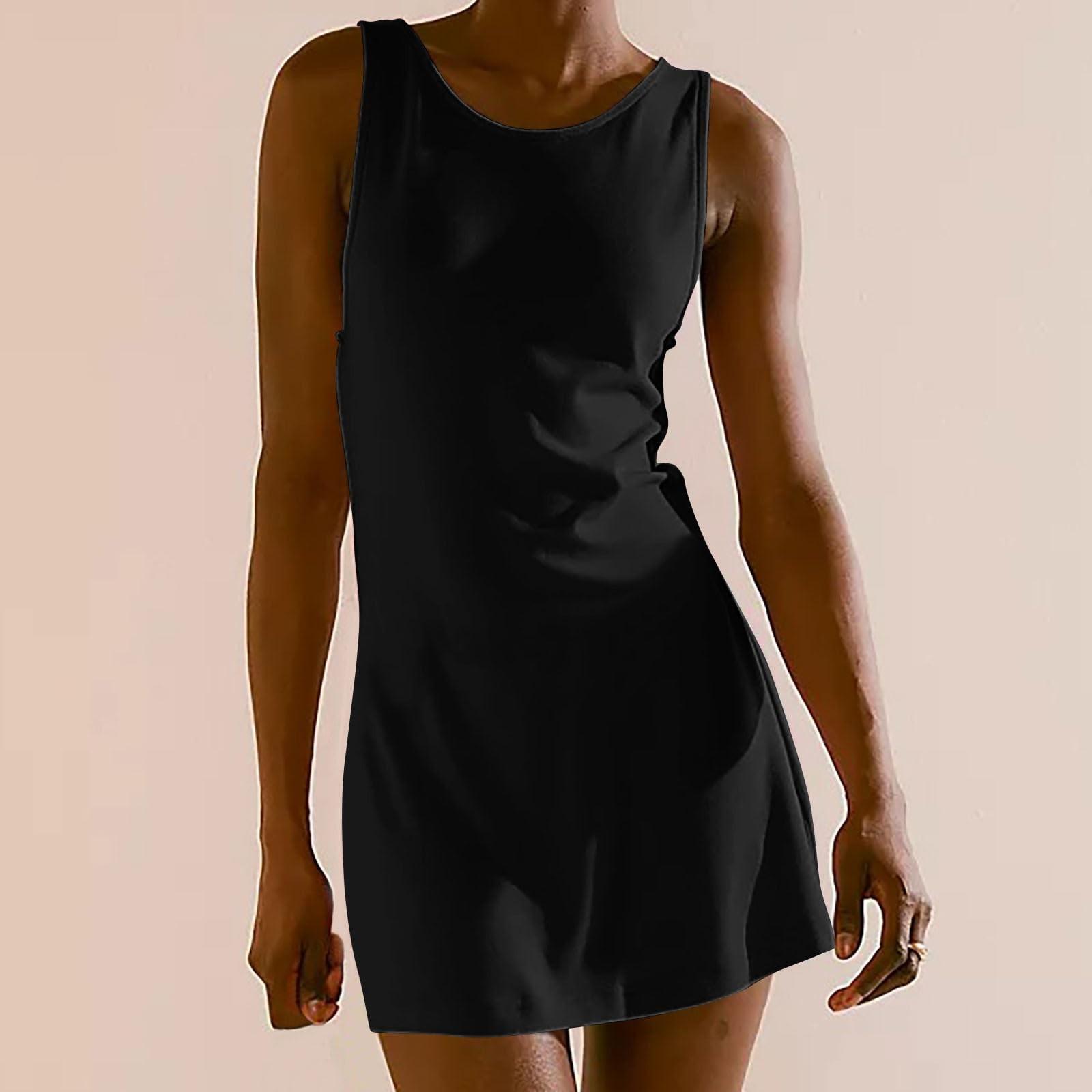 

Womens Summer Dresses Casual Dress Sexy Sleeveless Sundresses Tshirt Dresses Boho Short Party Dress L чёрный