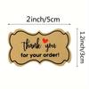 Brown Kraft Vellum Stickers, Glossy Finish, Single-Use Rectangle Thank You for Your Order Labels, Supporting Small Business Shipping Tags