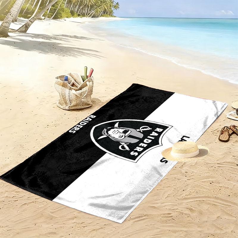 Ręcznik plażowy z nadrukiem Las Vegas Raiders, Duży miękki szybkoschnący ręcznik na plażę, kemping, basen