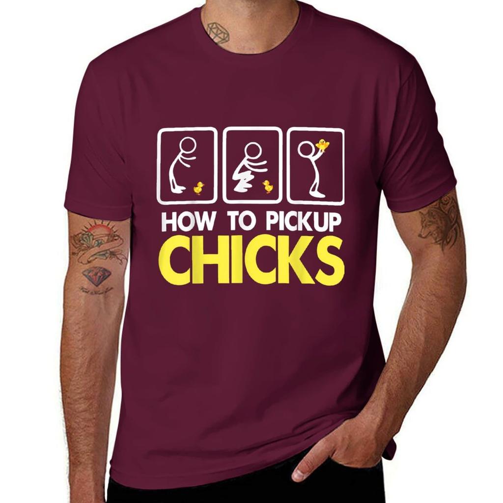 How To Pick Up Chicks T-Shirt Plus Sizes Vintage Graphics Aesthetic Clothing Short Sleeve Tee Men