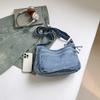 Vintage Style Denim Shoulder Bag for Women, Retro Blue Jean Crossbody Handbag, Cute Grunge Alt Gift for Teen Girls, for School