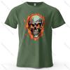Flaming Skull Biker Fashion Printed Men's T-Shirt 100% Cotton Oversized Tattoo Art Graphic Tees for Women Tops Tees Streetwear