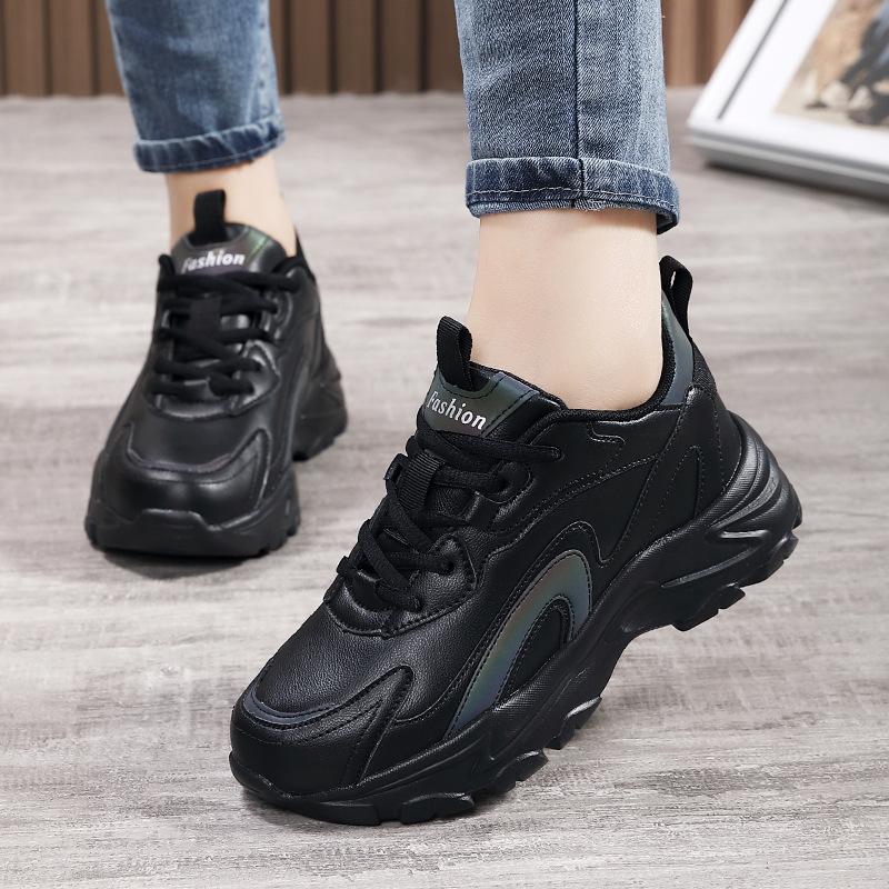 Herbst neue Schuhe Plateau Freizeitschuhe Leder Wasserdicht Sportschuhe Schwarz Leicht Rutschfest Reiseschuhe