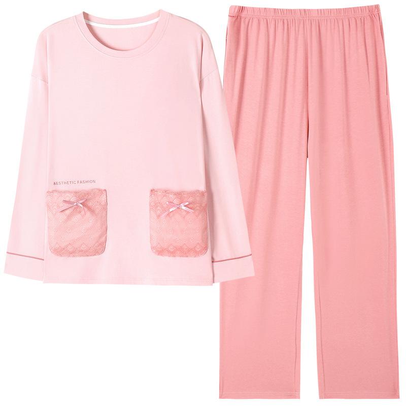 Spring and Autumn Premium Pajamas Women's Long Sleeve Summer Thin Pullover Two-piece Loungewear Ice Silk Modal 1011 New