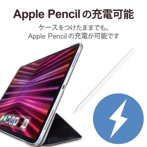 Elecom IPad Pro 12.9 6th Generation (2022) Case Cover Flap Case Clear Back 2 Angle Soft Leather Material Auto Sleep/Wake Compatible Black TB-A22PLWVBK