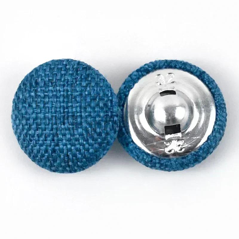 30Pcs Meetee 15-30mm Colorful Cloth Covered Button Linen Fabric Round Metal Shank Buttons DIY Clothing Home Sewing Accessories