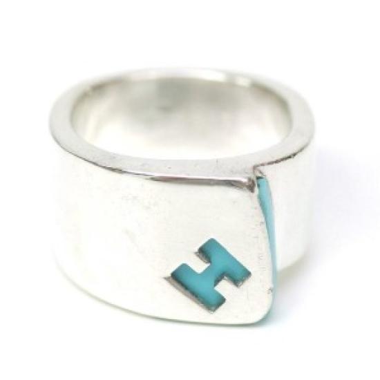 

USED HERMES Candy Ring #52 Light Blue Silver SV925 срібний