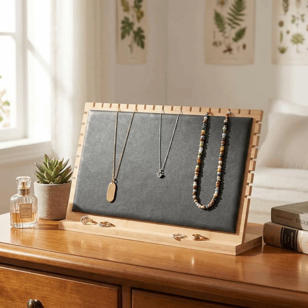 Portable Necklace Hanging Rack Solid Wooden Jewelry Display Frame Earrings Shelf  Jewelry Organizer