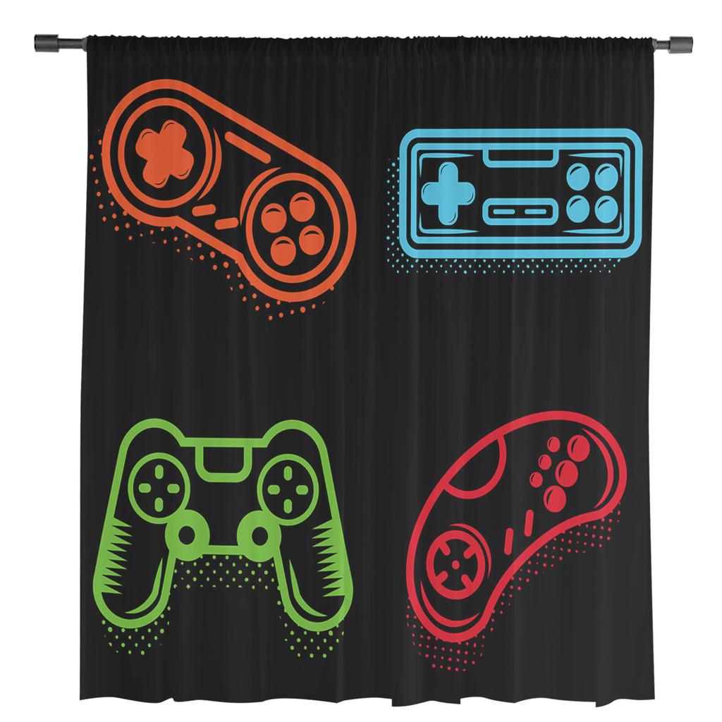 Video Game Art Handle Decoration Tulle Curtains For Living Room Kitchen Sheer Voile Curtain Bedroom Window Panels