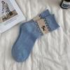 Damen Herbst und Winter Verdickte Warme Retro Niedliche Schleife Cartoon Hund Wolle In Röhrensocken