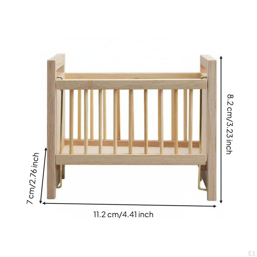 Wooden Dollhouse Infant Bed DIY Undertaking 1:12 Scale Crib Realistic Detail for