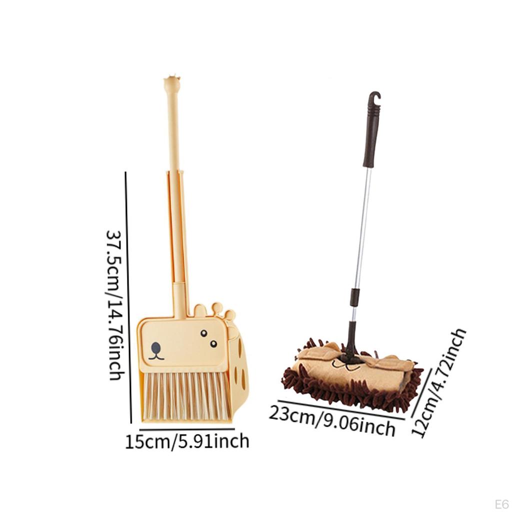 3 Pieces Mini Broom and Dustpan Mop Set Children Housekeeping Cleaning Tools Cartoon Role Playing
