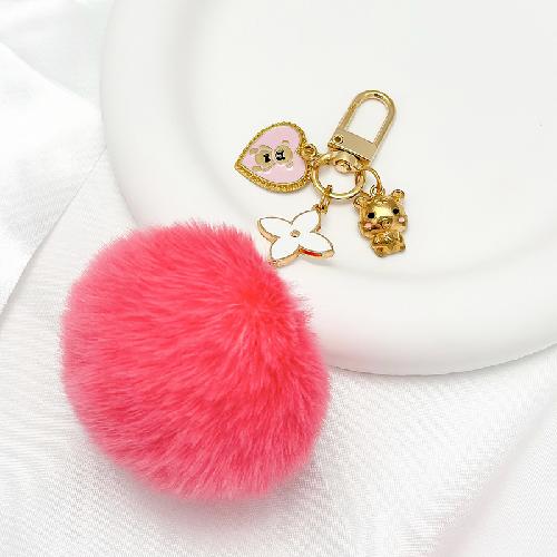 Beautiful Plush Bobble Keychains Cartoon Bear Fashionable Gold Color Ornament Present for Friends Party Favors