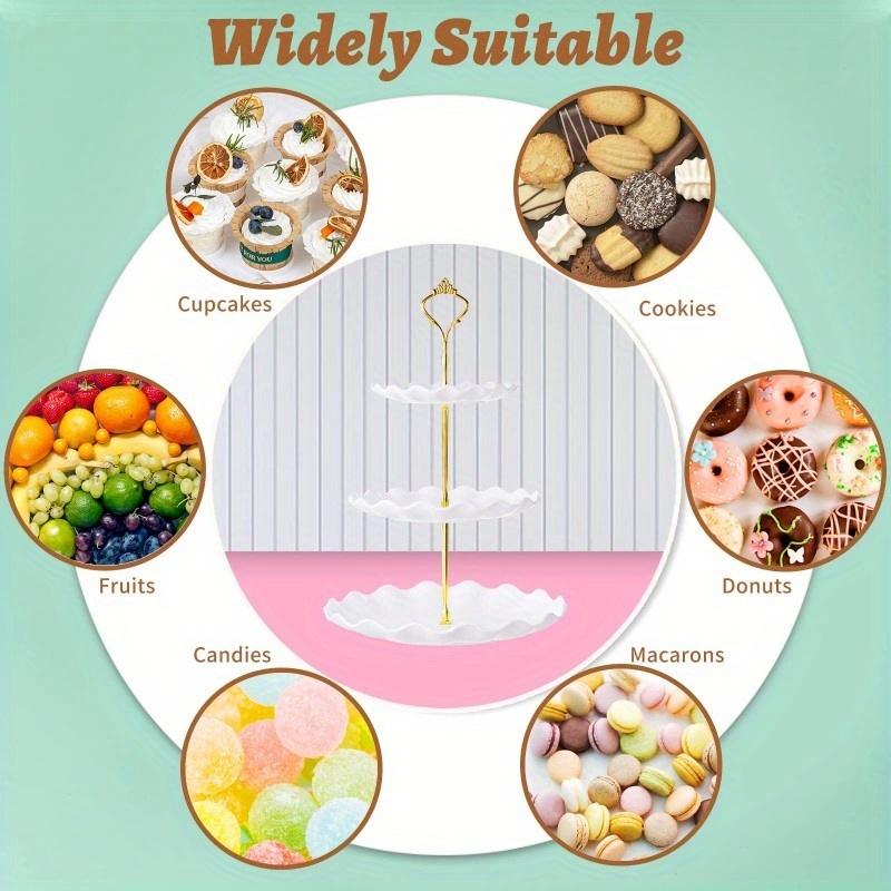 3 Tier Cupcake Stand Holder, Plastic Cup Cake Stand Towel With Tiered Serving Tray For Cupcakes, Donuts, Fruits And More
