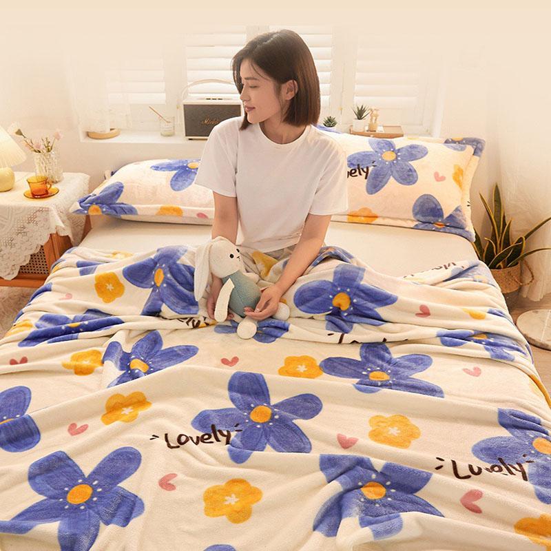 Nordic Flannel Printed Sofa Blanket Spring And Autumn Thin Office Nap Blanket Multi Functional Shawl For Adults And Children