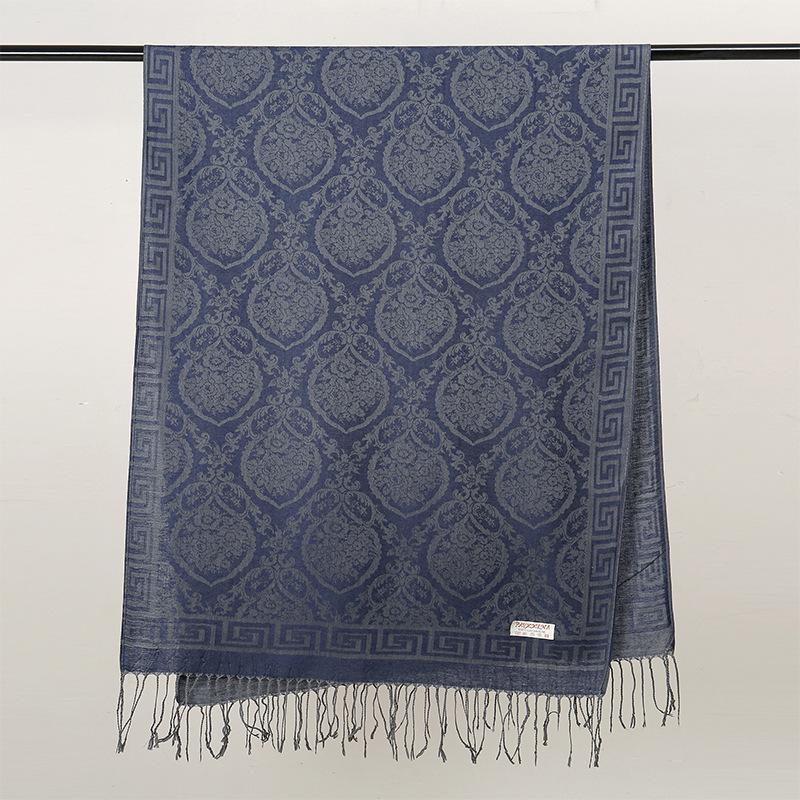 Jacquard Retro Ethnic Style Human Cotton Cashew Shawl Spring And Autumn Fringed Long Decorative Scarf