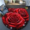Red Roses Round Area Rug,Carpet Rug for Living Room Bedroom Sofa Playroom Decor,Non-slip Floor Mat