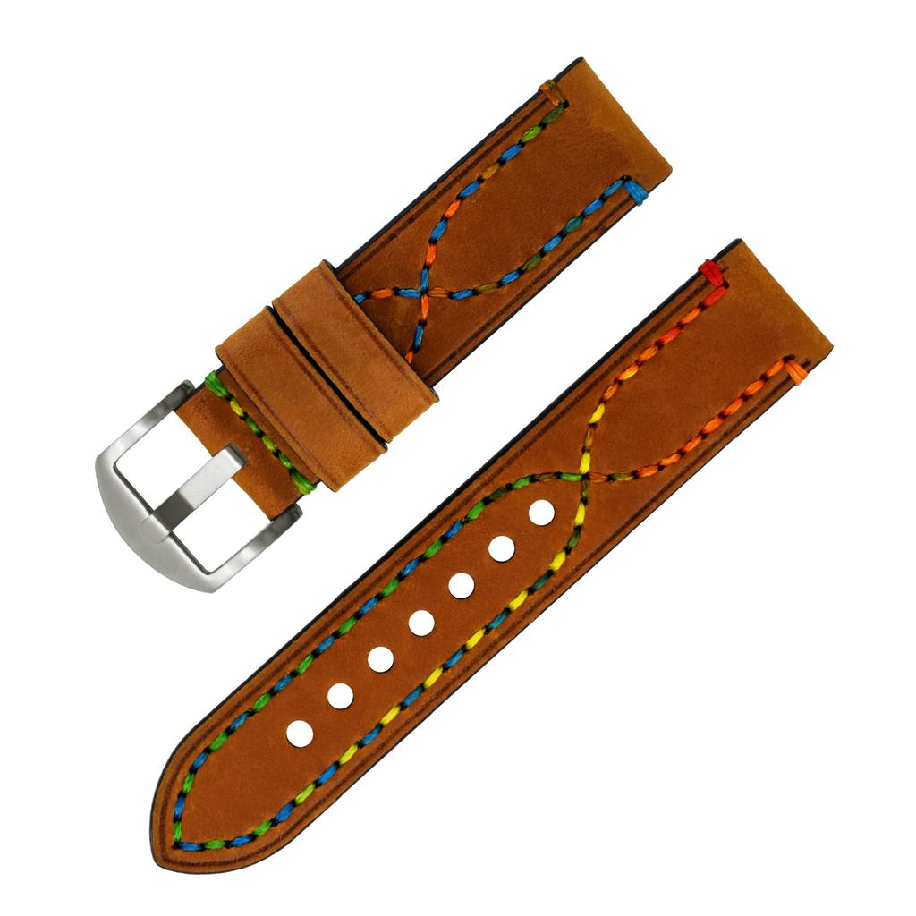 Handmade Color Thread First Layer Crazy Horse Leather Universal Watch Strap Adaptation 18 20 22 24 26mm