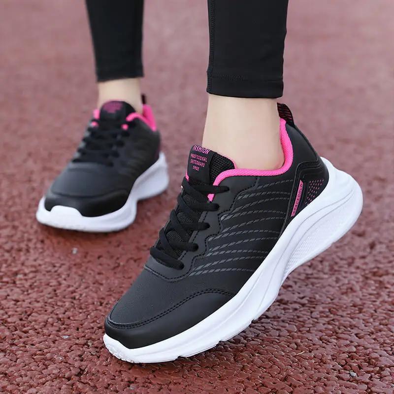 Athletic Shoe for Women Shoes Sneakers Black Running Shoes Pu Leather Sports Chunky Sneakers Trainers Sports Shoes Woman
