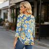 Women's Casual 3/4 Sleeve Floral Print Round Neck Top Lightweight Comfortable Fit Soft Fabric Blouse for Everyday Wear