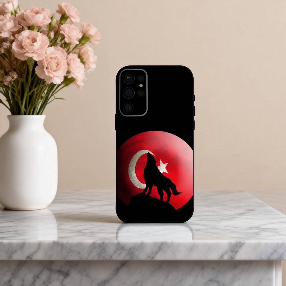 T-Turk W-Wolf T-Turkey Flag Phone Case For Samsung S25,24,23,22,30,21,10,9,Ultra,Plus,Lite,FE,4,5 G Soft Black Case