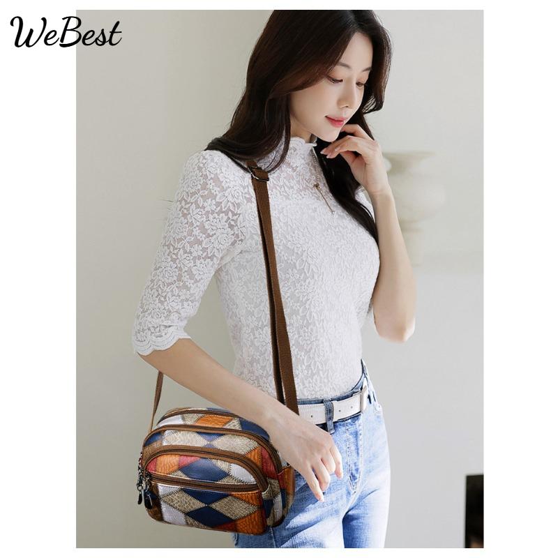 

Fashionable Retro Patchwork Small Square Bag Shoulder Bag
