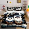 "Night Owl Themed Decor Set" Multiple Sizes Kid's and Adults' Bedroom Exquisite 3PC Bedding Set Gift