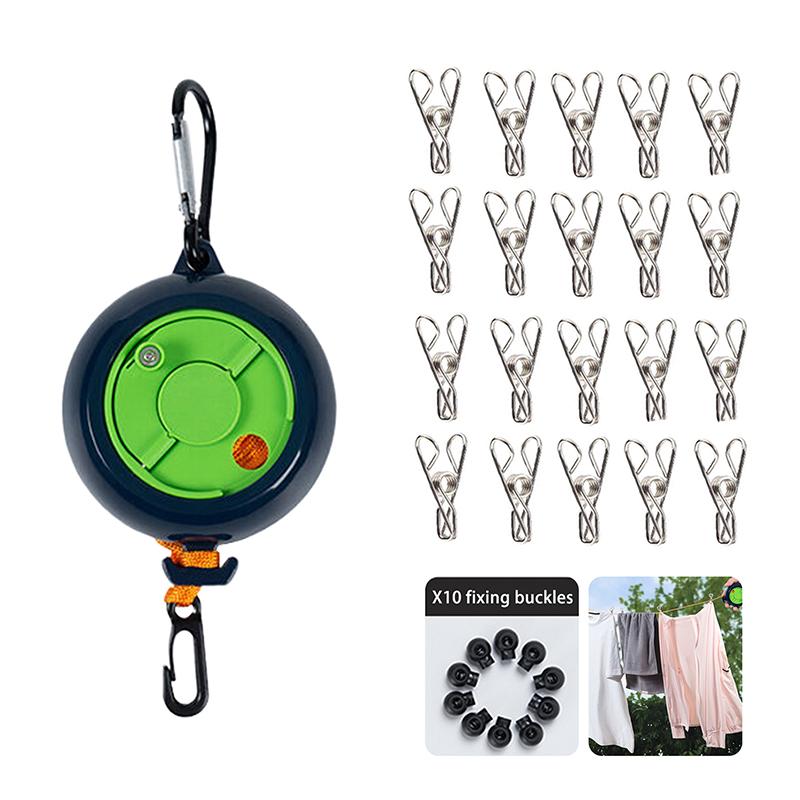 

Portable Travel Clothesline Cord, Adjustable 33Ft Camping Clothes Line, Laundry Drying Rope For Hotel Trip зелений