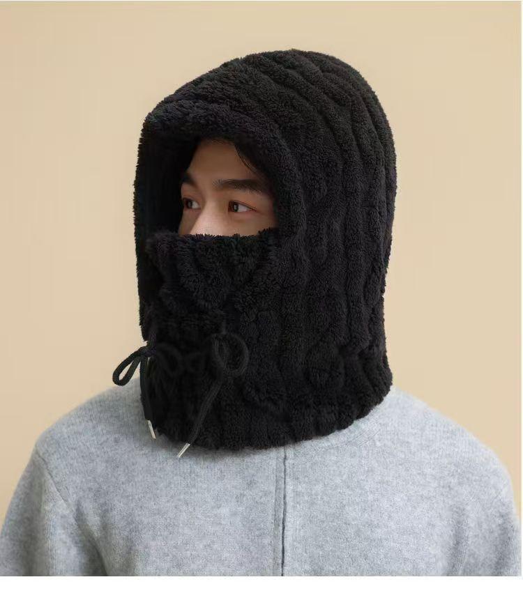 Outdoor warm hat couple winter velvet windproof ear protection mask hat scarf integrated cycling Lei Feng hat tide