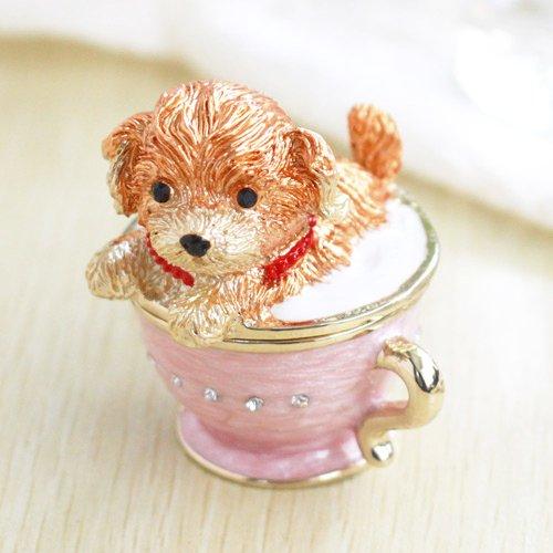 Piearth, the leading brand of crystal jewelry boxes, "Teacup Puppy" ex508-1 ex508 [Piearth Direct Shop]