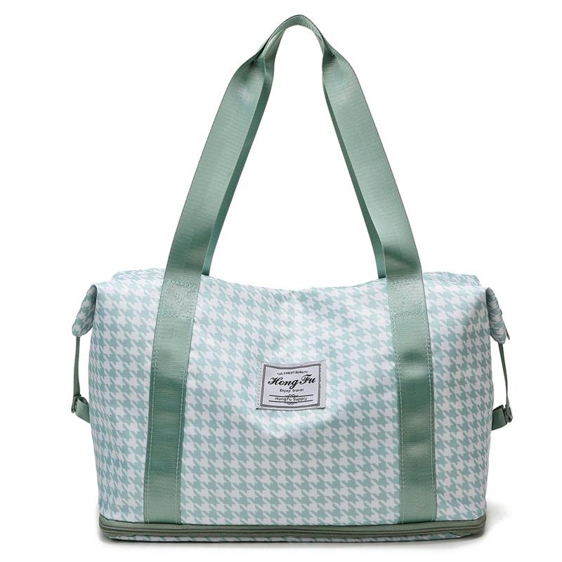 New extended travel bag women's shoulder large-capacity wet and dry separation yoga fitness bag plaid cover tie rod duffel bag