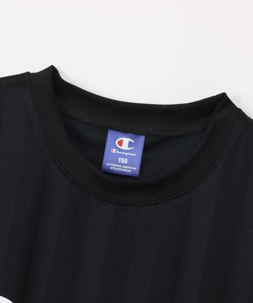 Champion Short Sleeve Crew Script Basic Size 120 Kids' T-Shirt, Neck, Moisture-Wicking, Quick-Drying, Logo, Sports, CK-XS318, Black,