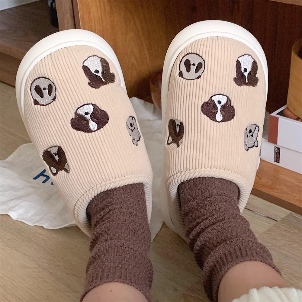 

Winter Footwear Flat New Women Thick Indoor Home Non Slip Versatile House Shoes Warm Plush Cotton Slippers For Men 44-45 хакі