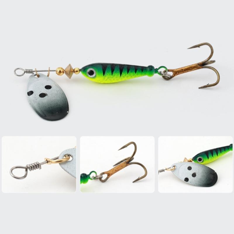 Spinner Fishing Lures with Triple Hooks Sequins Artificial Baits Hard Metal Spinner Baits for Freshwater Saltwater