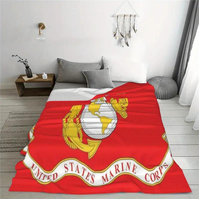 Marine Corps emblem digital-printed polyester Bedroom velvet flannel cover blanket Fleece soft sofa cover blankets for beds