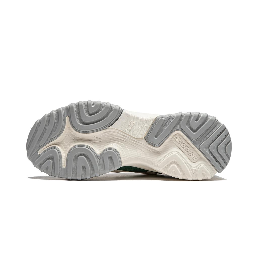 Li Ning Churui Comfortable Versatile Thick Sole Height Increasing Non-Slip Wear-Resistant Low-Top Casual Shoes Women Sneakers White Green AGCU190-1