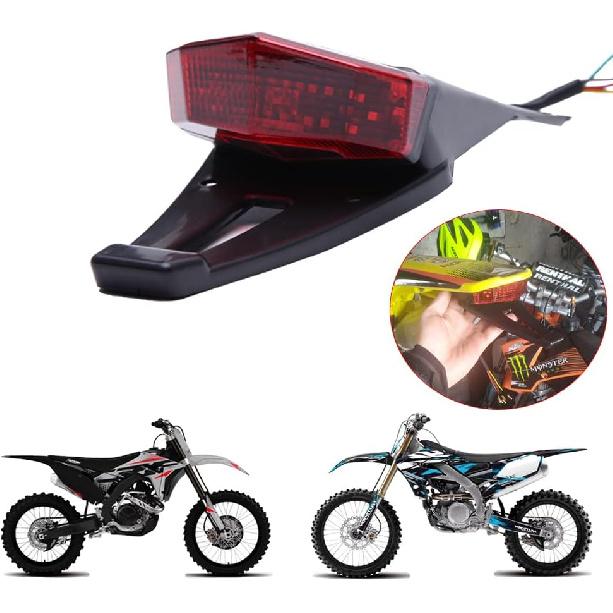 DREAMIZER Motorcycle Dirt Bike Tail Light Compatible with Suzuki DRZ 400 S SM E CRF 250-19 LEDs Rear Fender Brake Taillight with Turn Signals License
