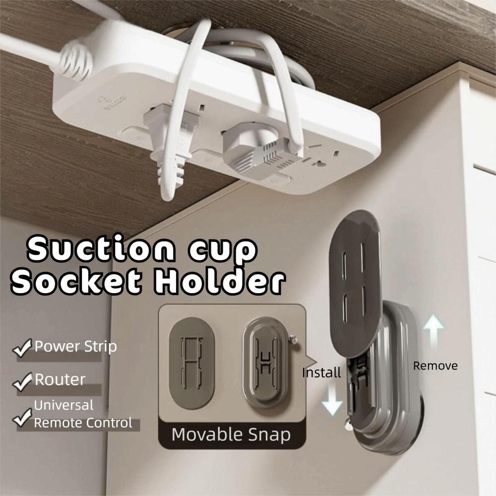 Suction Cup 2 in 1 Power Strip Fixer Punch-Free Outlet Fixing Rack Hanging Power Socket Stand  Home