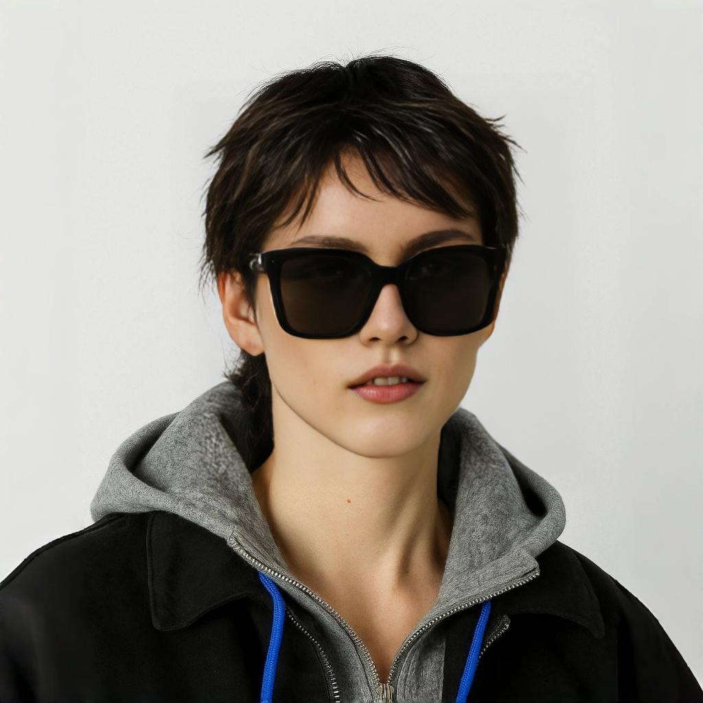 Burberry Logo Irregular Frame Sunglasses Unisex Sunglasses Black OBE4419F-300187