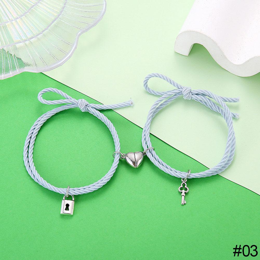 

Женские магнитные парные браслеты для влюбленных, замок, сердце, плетеный шнурок, цепочка на запястье, минималистичные украшения, подарок 03
