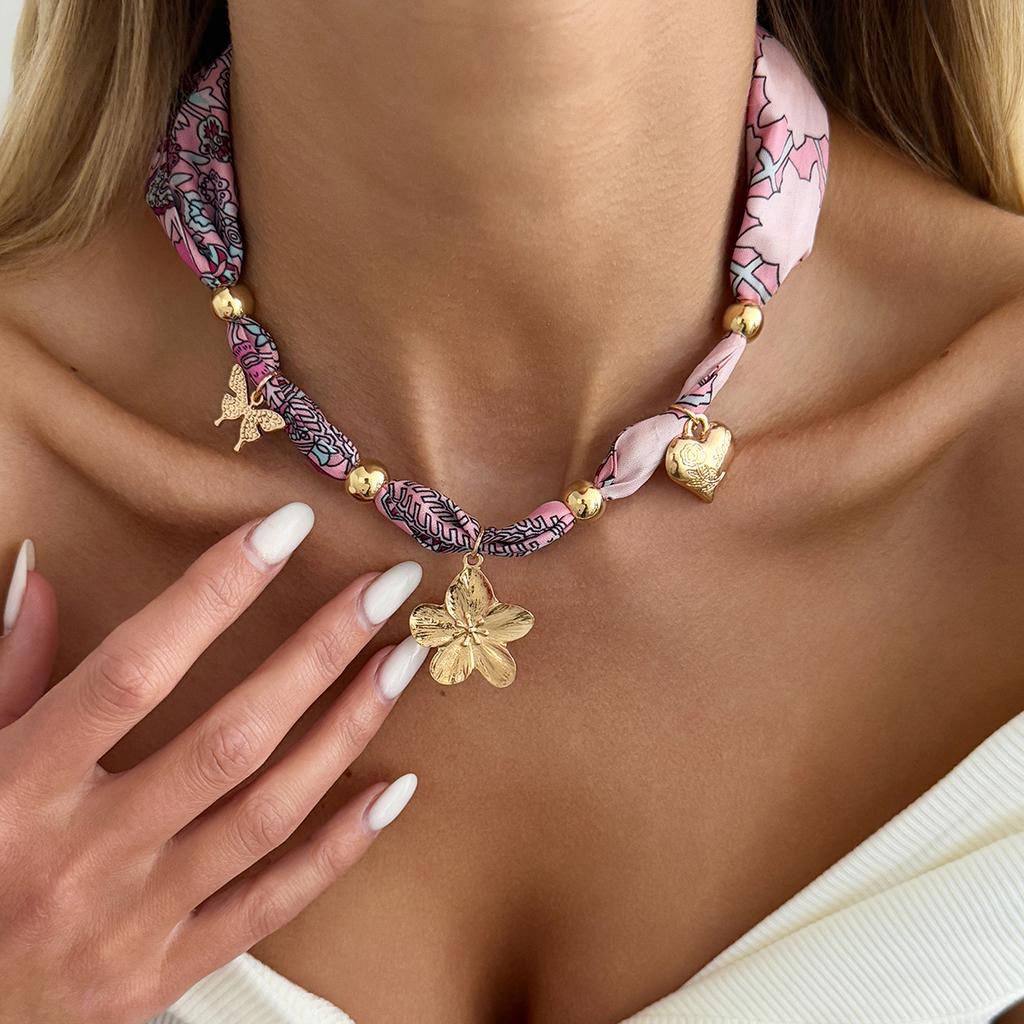 IngeSight.Z 2026 Boho Ocean Theme Ribbon Choker Necklace Starfish Flower Scallop Heart Pendant Neck Accessory Y2K Jewelry Lady