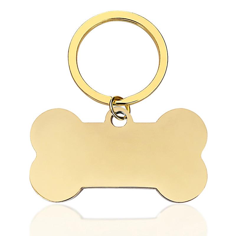 Stainless Steel Bone Pet Tag Keychain, Mirror Finish, Engravable with Text & Numbers.