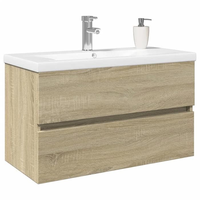 VidaXL 2-piece Bathroom Furniture Set Ceramic and Engineered Wood, Bathroom Cabinet, Bathroom Vanity, 3307659