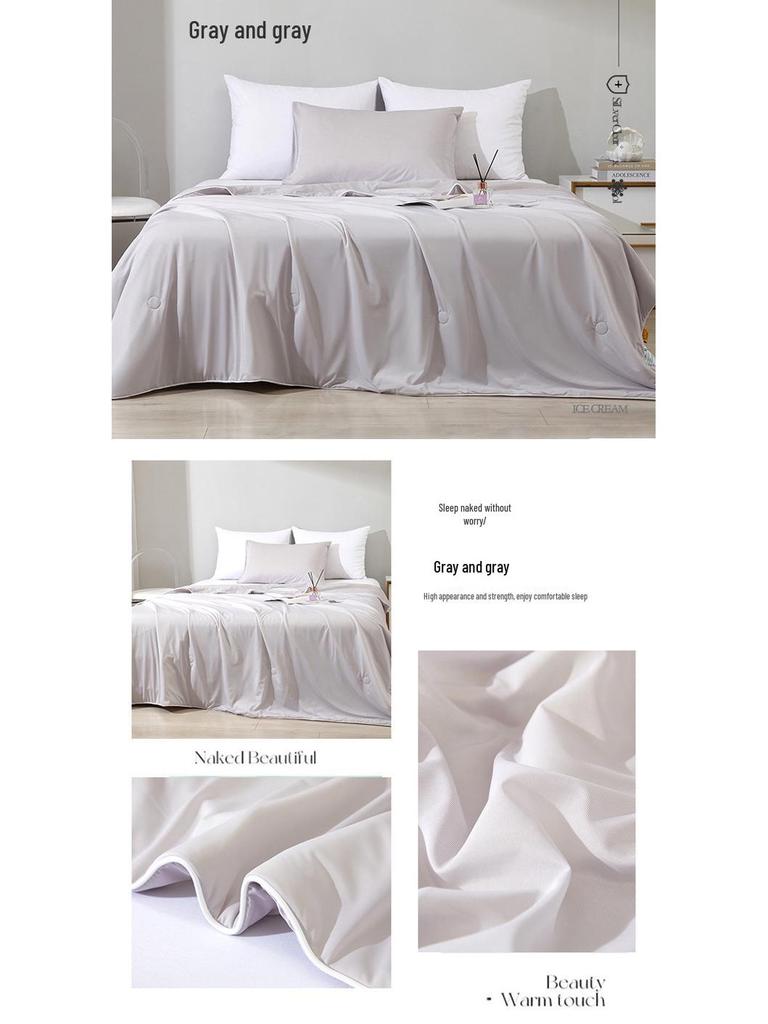 Ice Silk Cooling Summer Quilt - Solid Color Air Conditioning Blanket